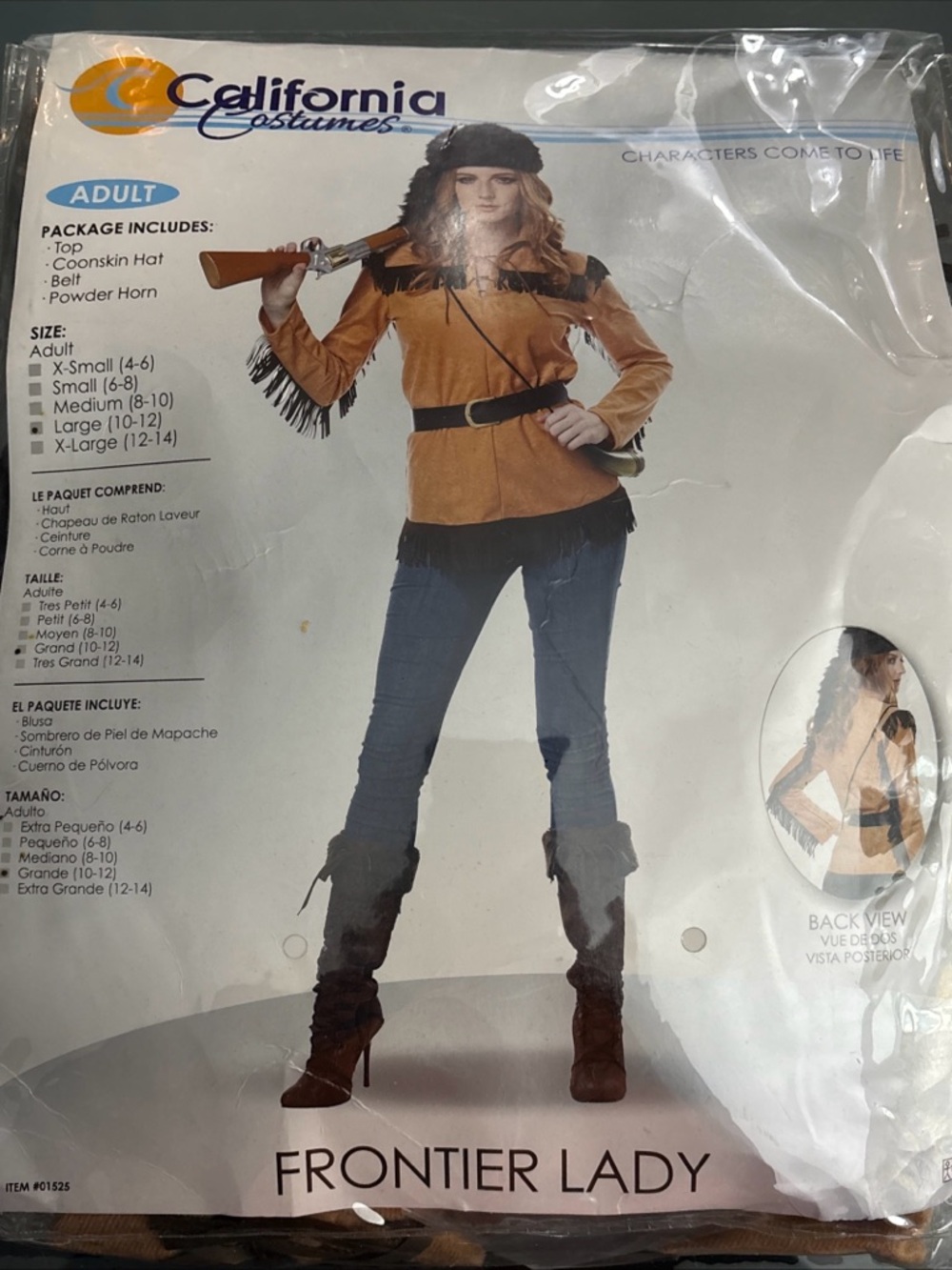 Frontier Lady Halloween Theater costume -cute top w, fringe, belt, hat, horn